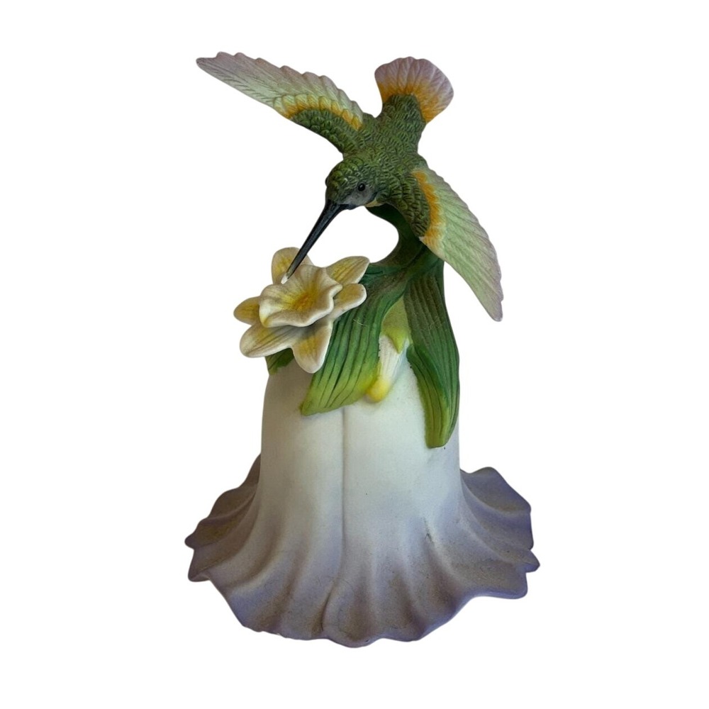 Vintage Avon Fine Porcelain Hummingbird Purple Bell with Flower Collectibles